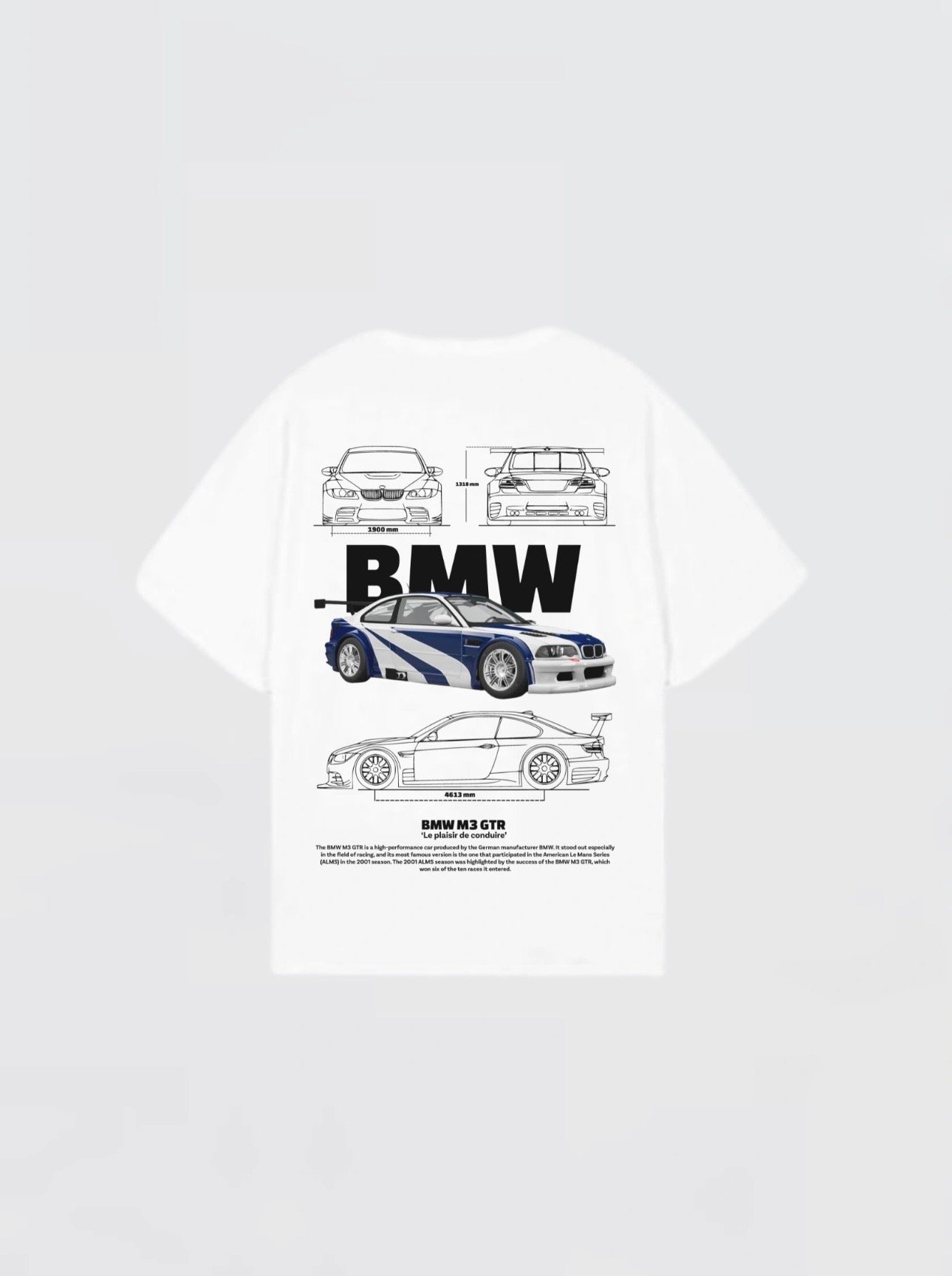 BMW M3 GTR Blueprint Oversized Tee - Image 3