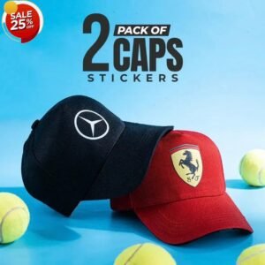 Pack of 2 Caps Mercedes & Ferrari Stickered