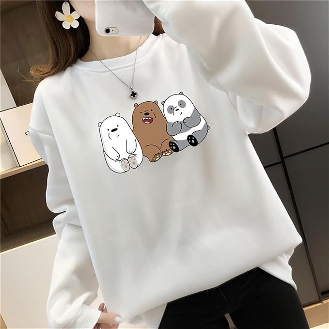Three Cartoon Bears Graphic Crewneck Sweatshirt – Cute Casual Printed Pullover - Image 2