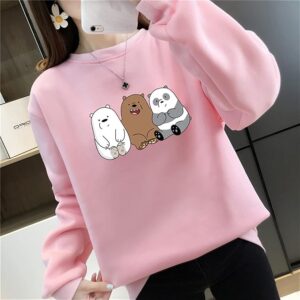 Three Cartoon Bears Graphic Crewneck Sweatshirt – Cute Casual Printed Pullover