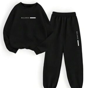 Black BALANCE Sweatshirt & Trouser Set | Two-Piece Casual Lounge Outfit