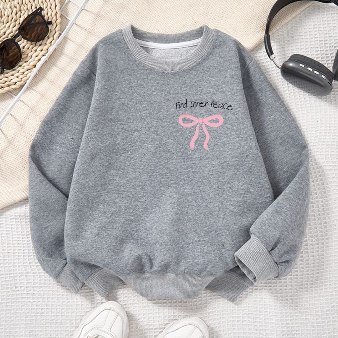 Find Inner Peace Sweatshirt – Pink Bow Graphic Crewneck - Image 2