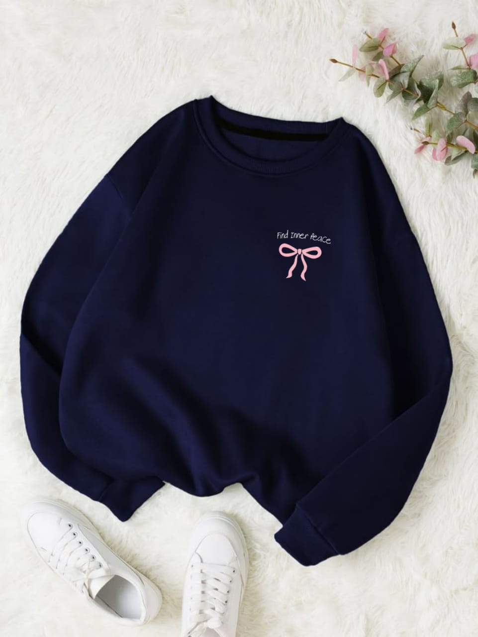 Find Inner Peace Sweatshirt – Pink Bow Graphic Crewneck - Image 3
