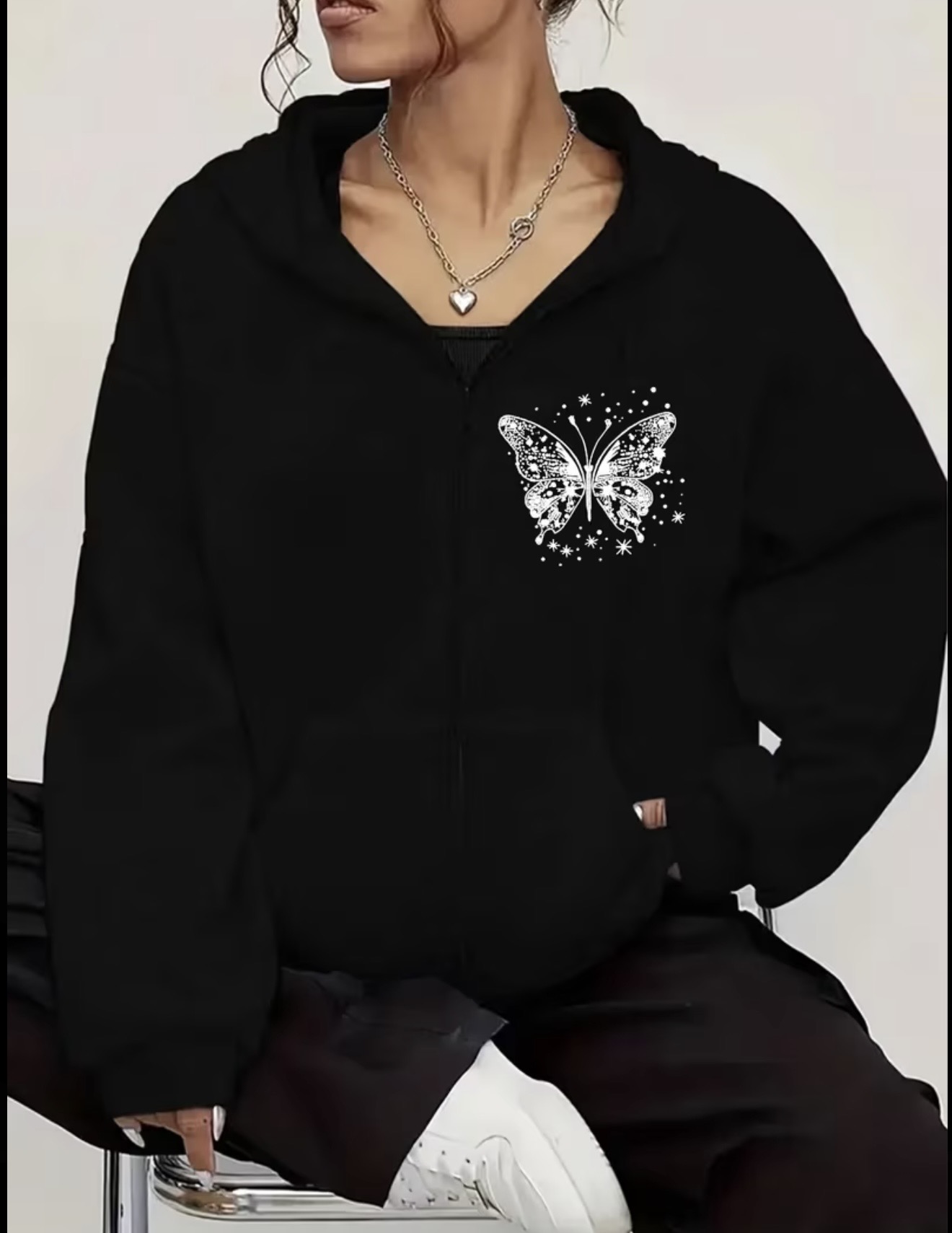 Y2K Butterfly Zipper Hoodie in Pakistan | Fashion Vault - Image 6