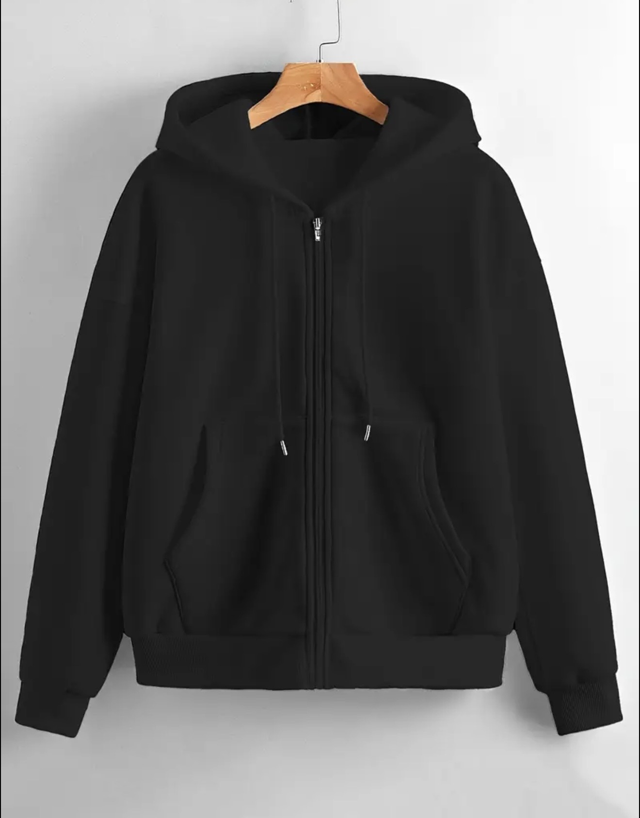Women's full-zip hoodie with a drawstring hood, split kangaroo pockets, and ribbed cuffs and hem.